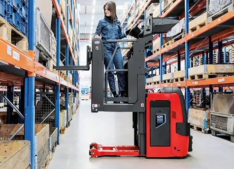 A Woman Operating Order Picker