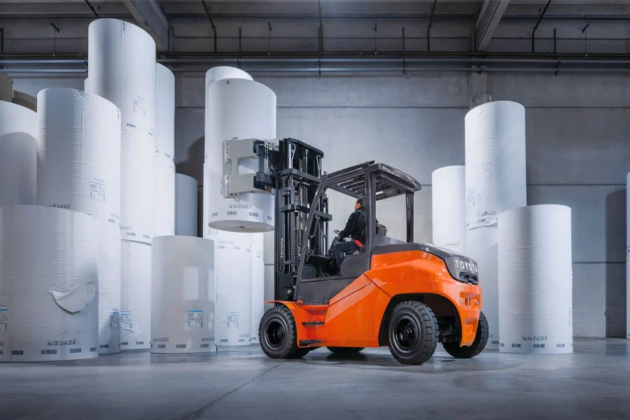 Clamp Forklift Being Used in Material Handling